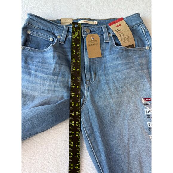 NWT Levis 726 Womens Size 12 Long High Rise Flare Jeans Distressed Light Wash - Picture 6 of 8